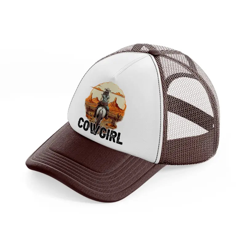cowgirl picture-brown-trucker-hat