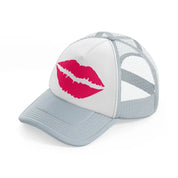 lips grey trucker hat