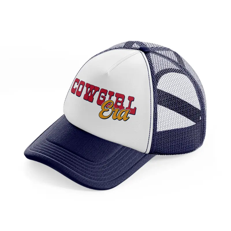 cowgirl era-navy-blue-and-white-trucker-hat