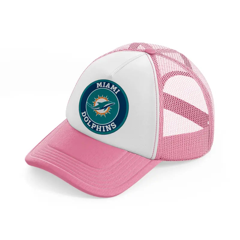 miami dolphins-pink-and-white-trucker-hat