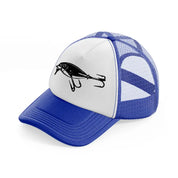 fish in a hook-blue-and-white-trucker-hat