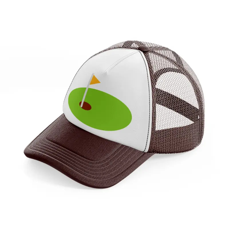 mini golf field-brown-trucker-hat