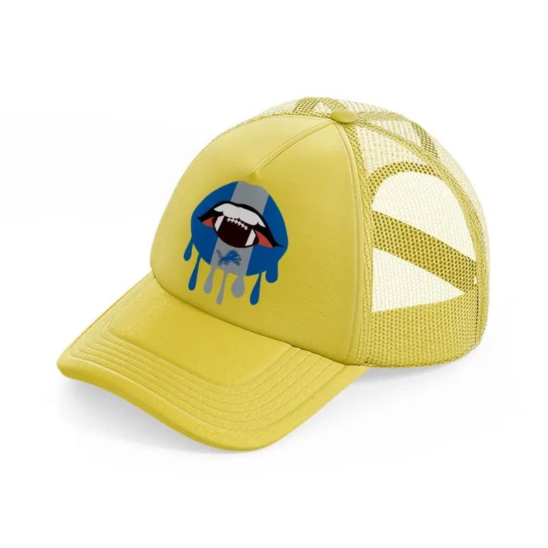 detroit lions mouth-gold-trucker-hat