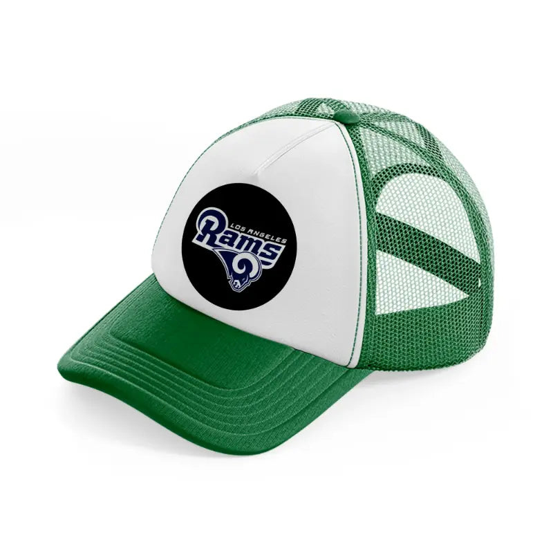 los angeles rams badge-green-and-white-trucker-hat