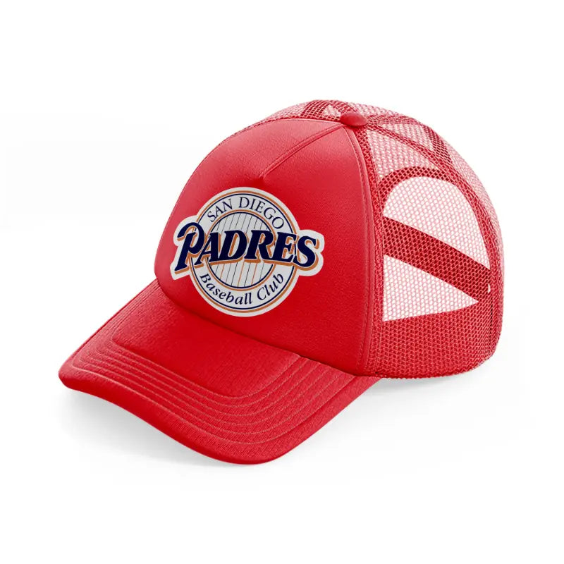 san diego padres baseball club outline-red-trucker-hat