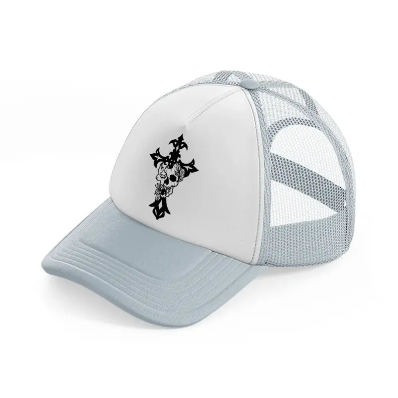 goth cross-grey-trucker-hat