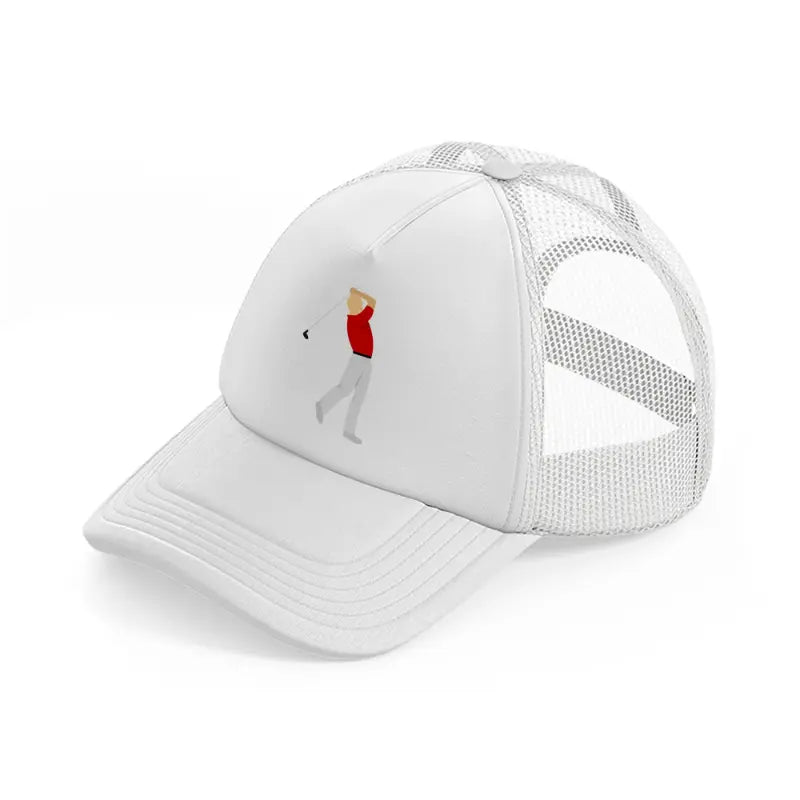 player red-white-trucker-hat