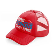 dad is my name fishing is my game-red-trucker-hat