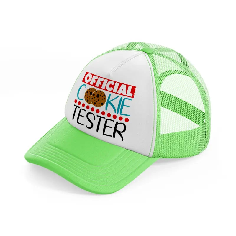 official cookie tester-lime-green-trucker-hat
