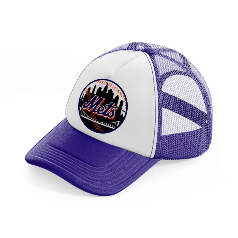 new york mets black badge-purple-trucker-hat