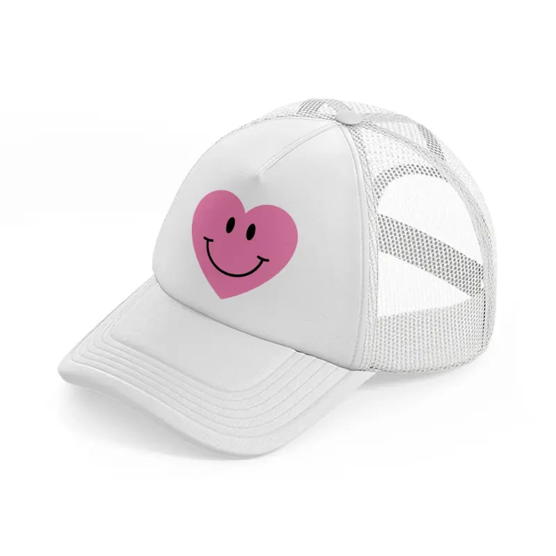 smiley face heart-white-trucker-hat