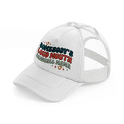 somebody's loud mouth baseball mama-white-trucker-hat