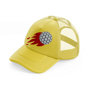 red fire golf ball-gold-trucker-hat