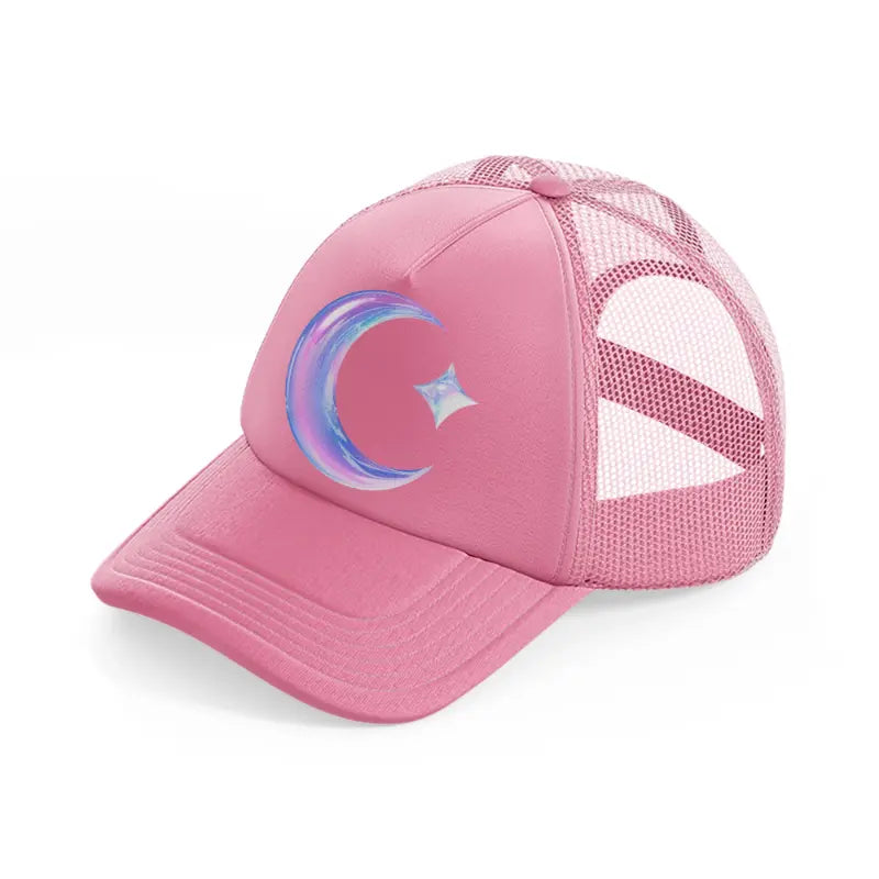crescent moon with star-pink-trucker-hat