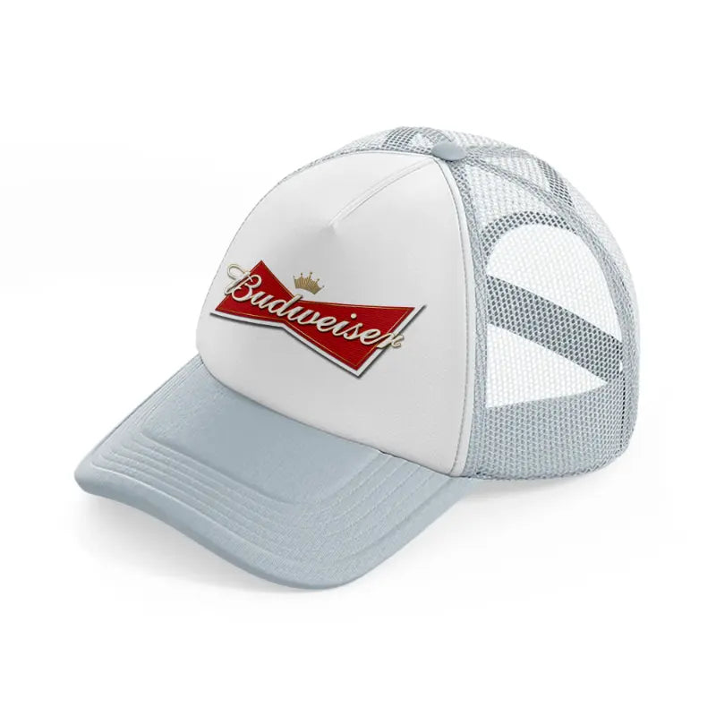 budweiser logo white-grey-trucker-hat