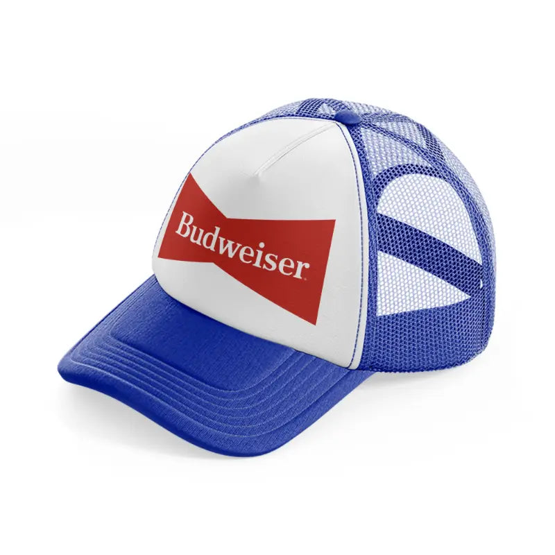 old budweiser blue and white trucker hat