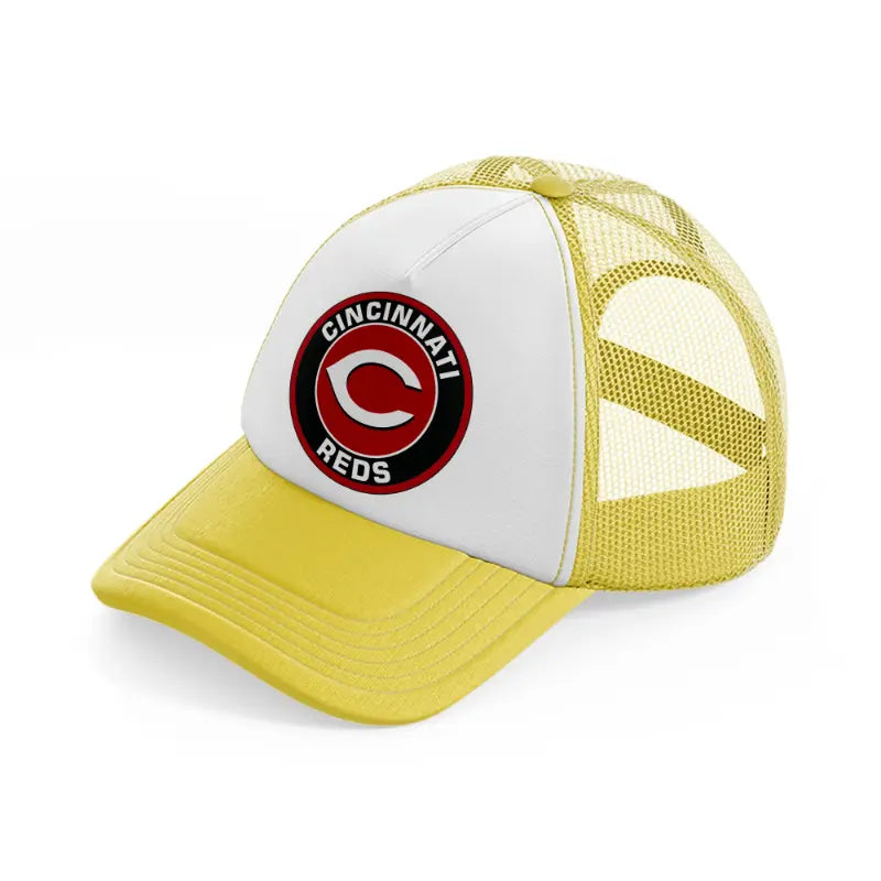 cincinnati reds badge-yellow-trucker-hat