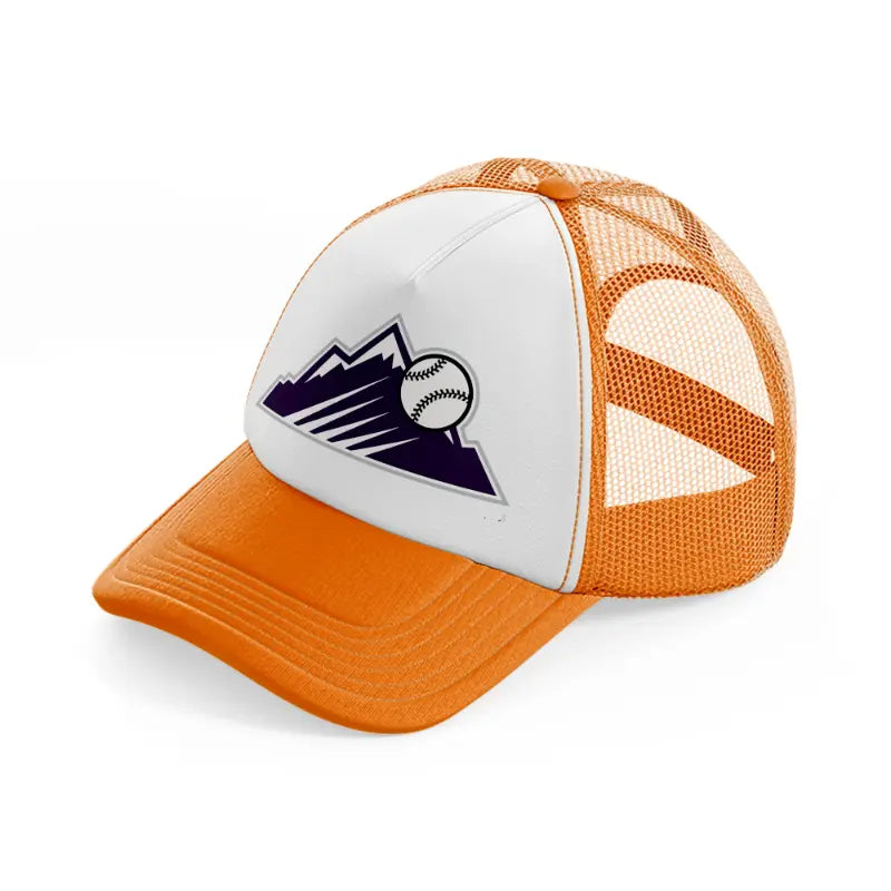 colorado rockies emblem-orange-trucker-hat