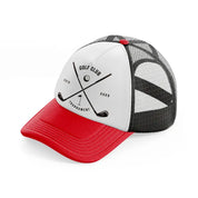 golf club tournamnet b&w-red-and-black-trucker-hat