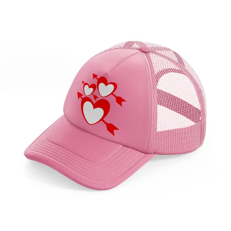 3 hearts with arrows-pink-trucker-hat