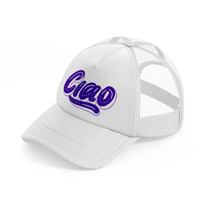 ciao purple white trucker hat