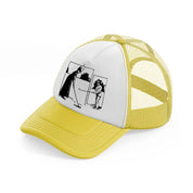 golfer b&w.-yellow-trucker-hat