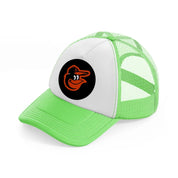 baltimore orioles black badge lime green trucker hat