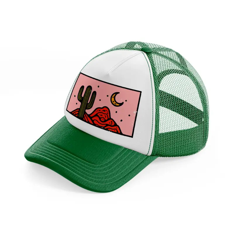 desert cactus-green-and-white-trucker-hat