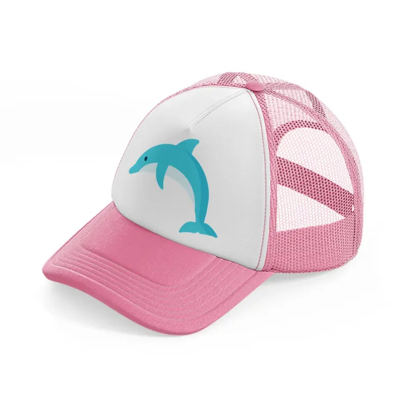 dolphin (2) pink and white trucker hat