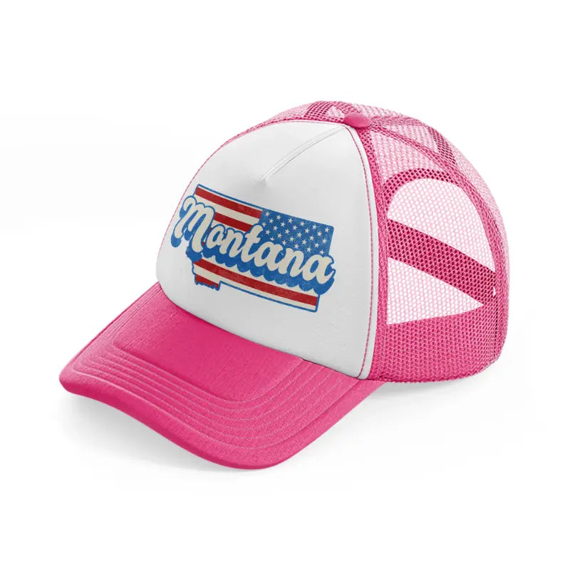 montana flag neon pink trucker hat