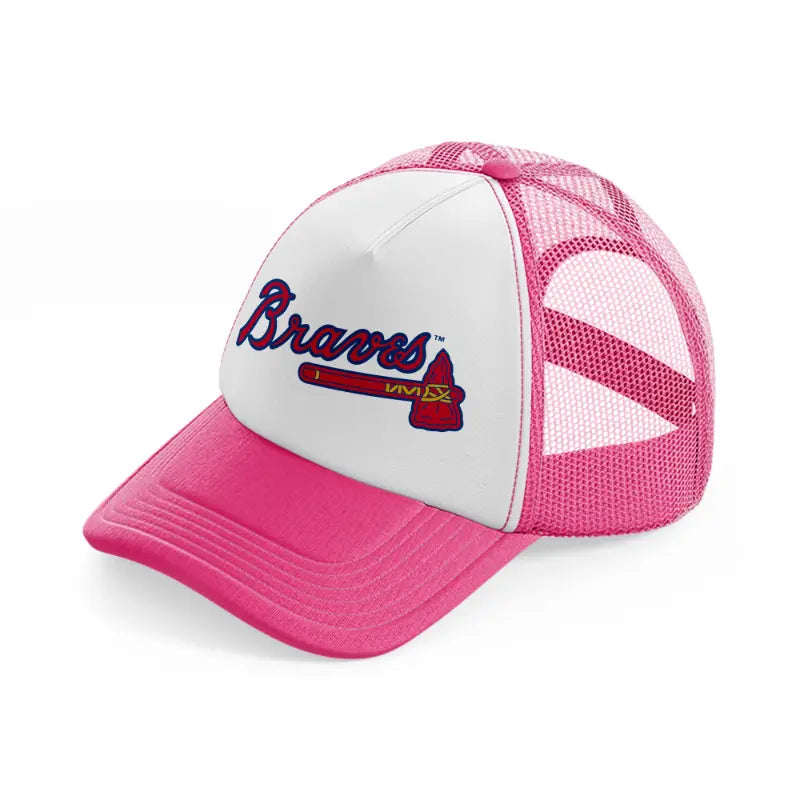 braves logo-neon-pink-trucker-hat