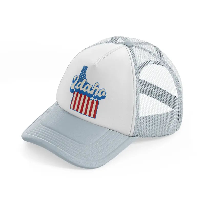 idaho flag grey trucker hat