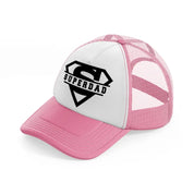 super dad logo pink and white trucker hat