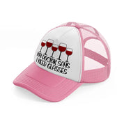 my doctor says i need glasses-pink-and-white-trucker-hat