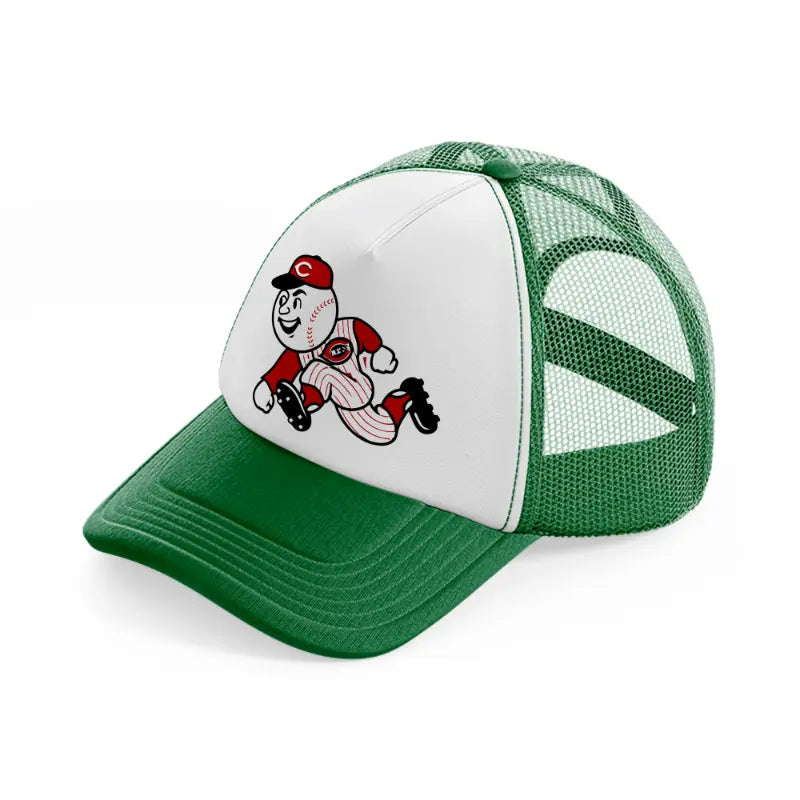 cincinnati reds emblem green and white trucker hat