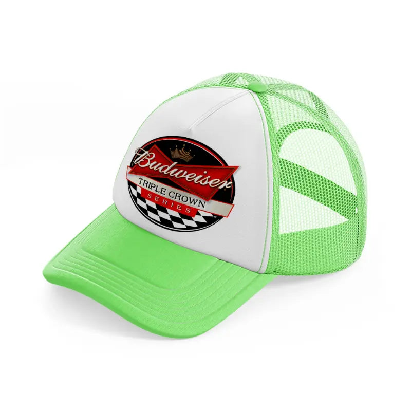 budweiser tripple crown series lime green trucker hat