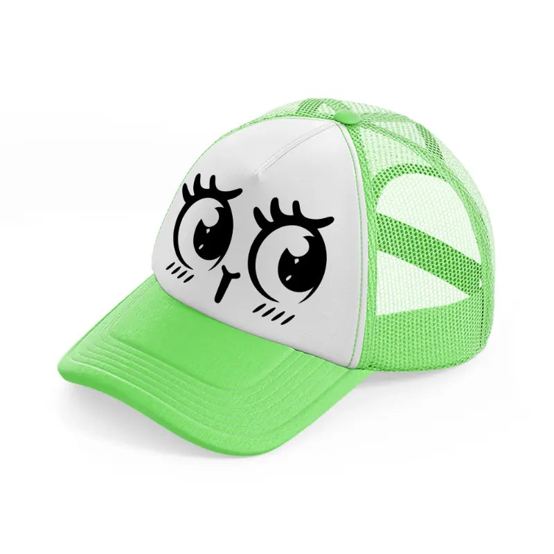happy shy face-lime-green-trucker-hat