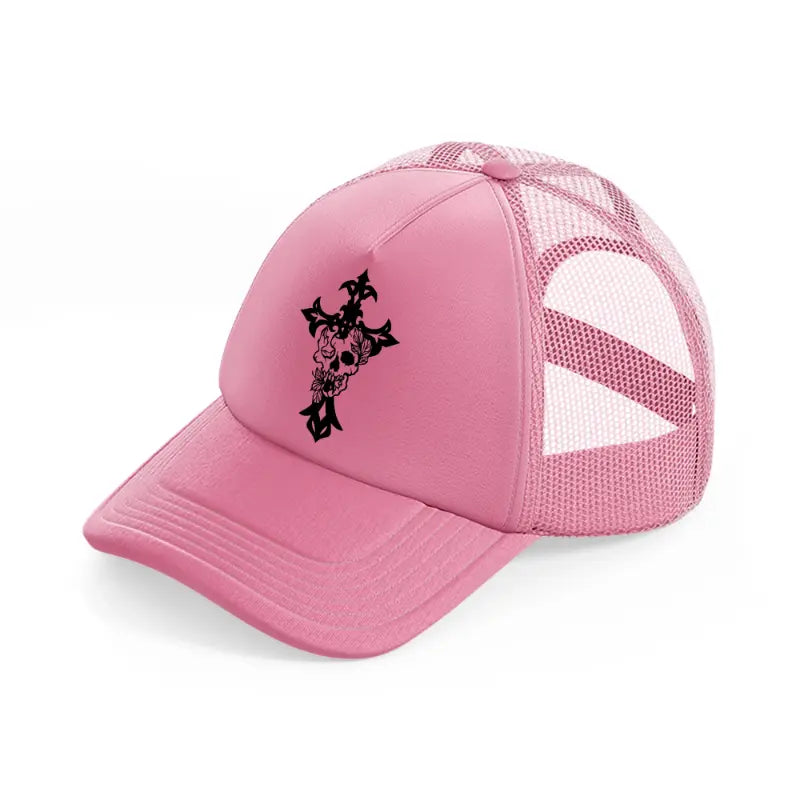 goth cross-pink-trucker-hat
