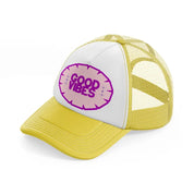 good vibes purple yellow trucker hat