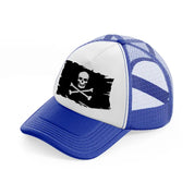 pirate flag blue and white trucker hat