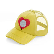 love golf ball gold trucker hat