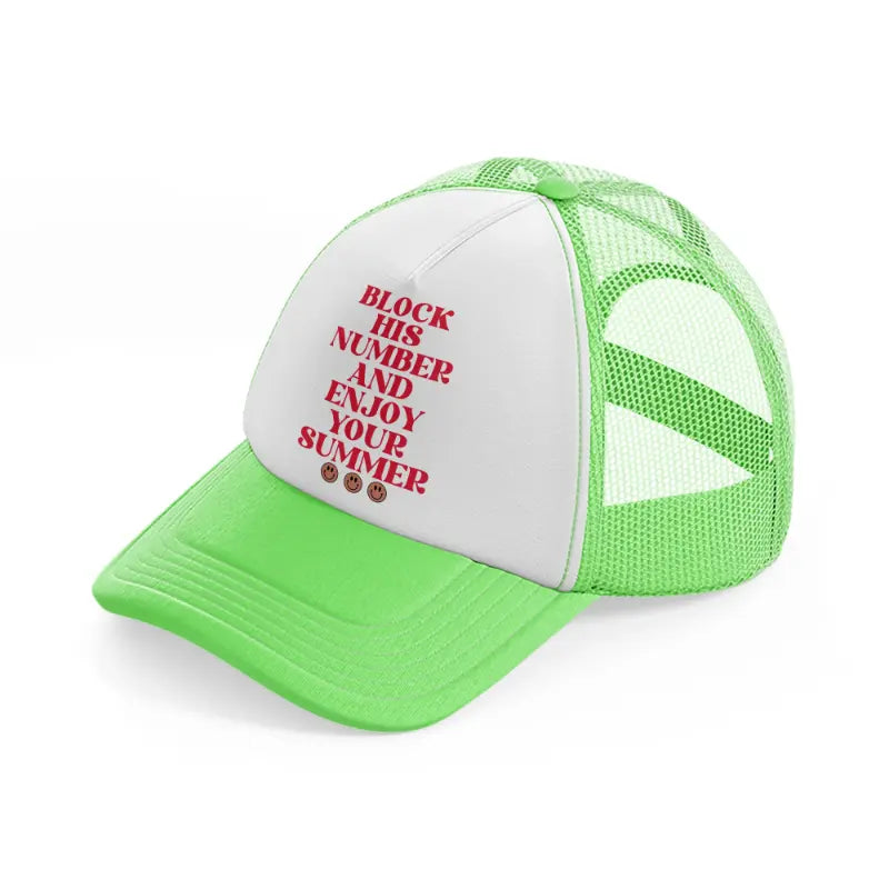 block his number and enjoy your summer-lime-green-trucker-hat