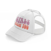 girls fish too bold-white-trucker-hat