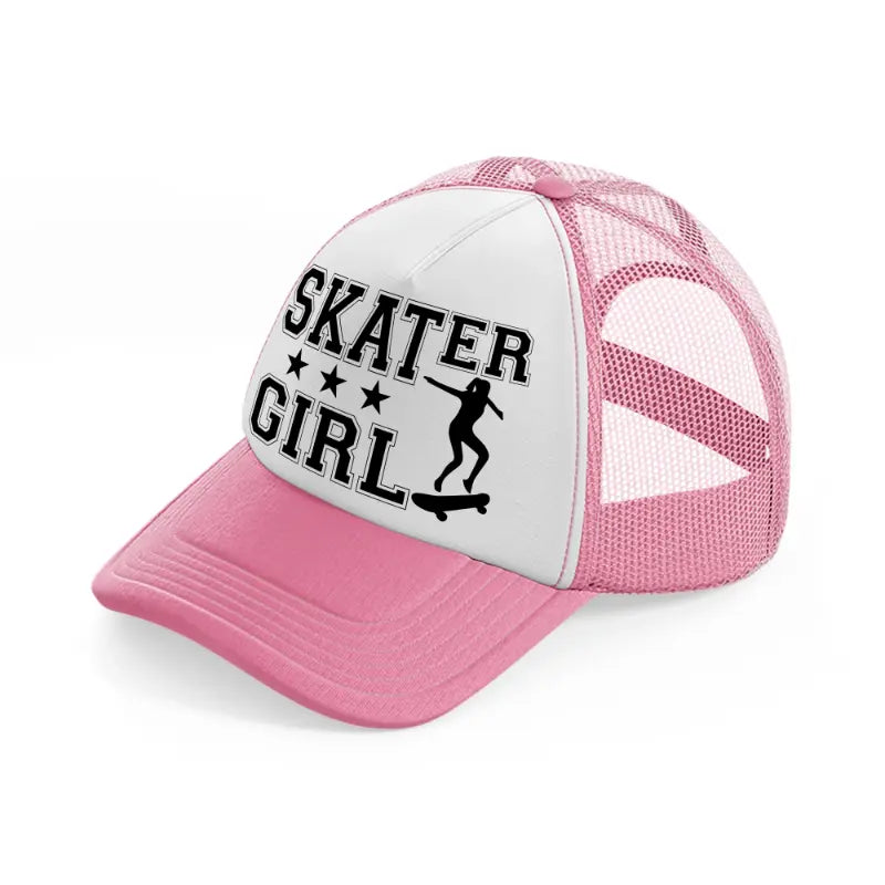 skater girl-pink-and-white-trucker-hat