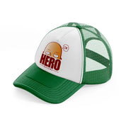 hero one punch man green and white trucker hat