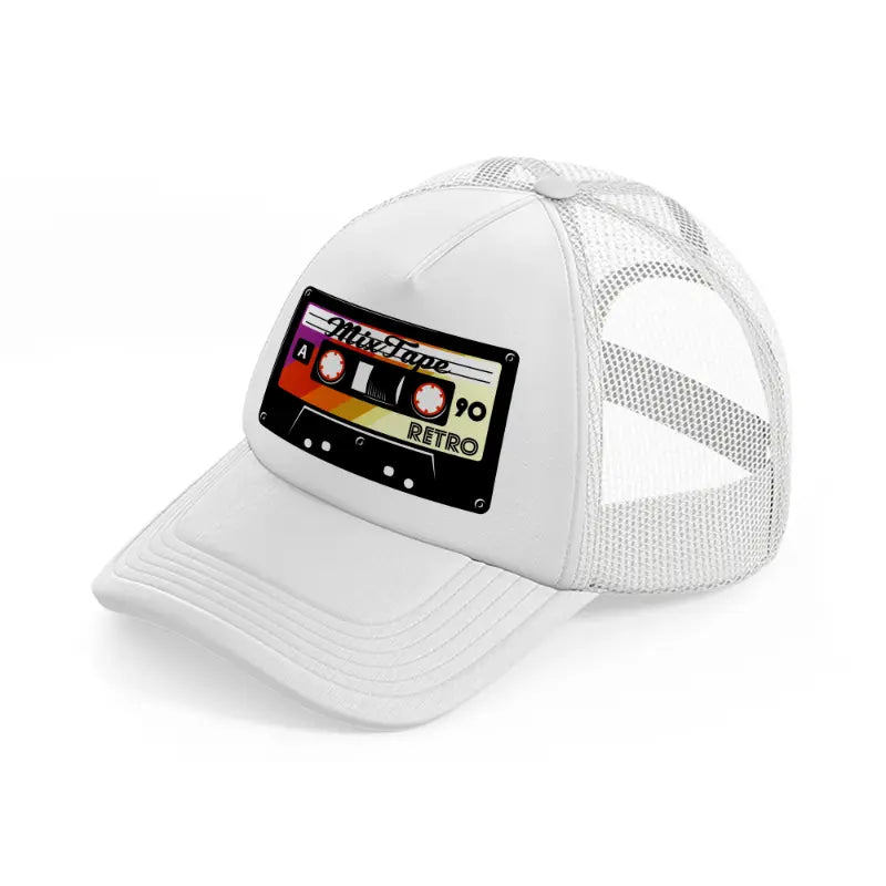 cassette tapes-white-trucker-hat