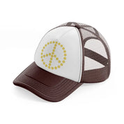 peace smiley face-brown-trucker-hat
