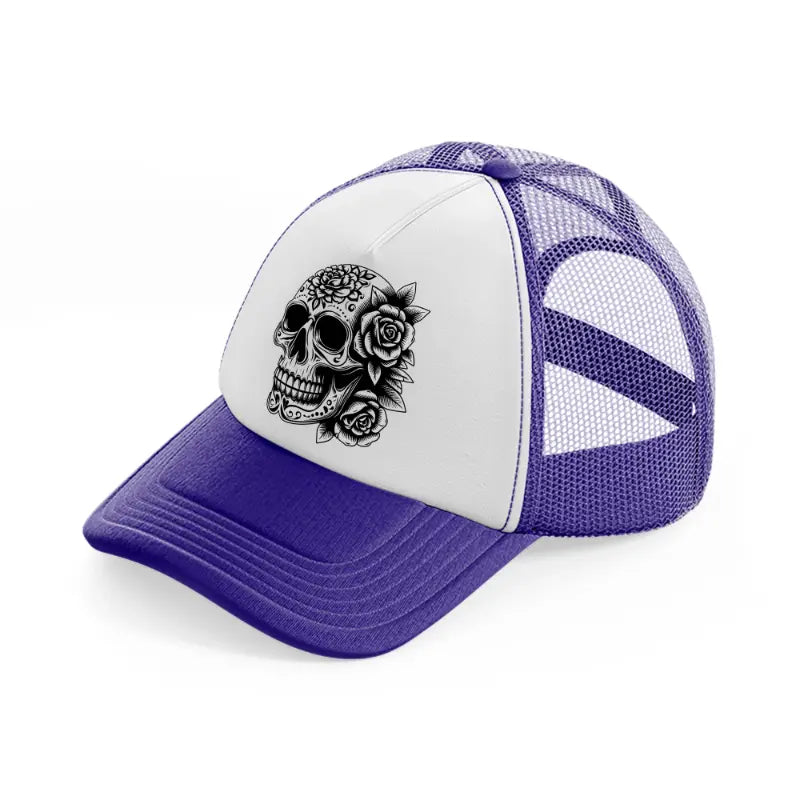 skull head flower-purple-trucker-hat