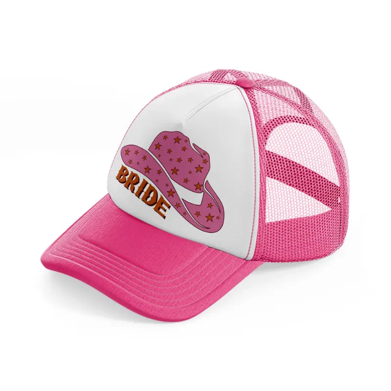 retro cowgirl hat bride neon pink trucker hat