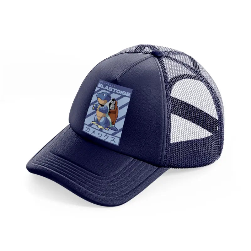 blastoise navy blue trucker hat